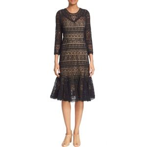 Rebecca Taylor Black Lace Dress over Nude Lining, NWOT